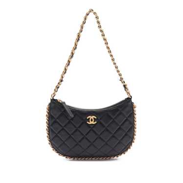 Black Chanel Small Quilted Lambskin Chain Around H