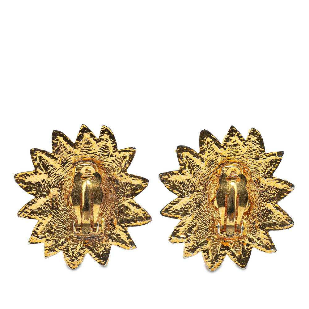 Gold Chanel Gold Plated Lion Motif Clip On Earrin… - image 2