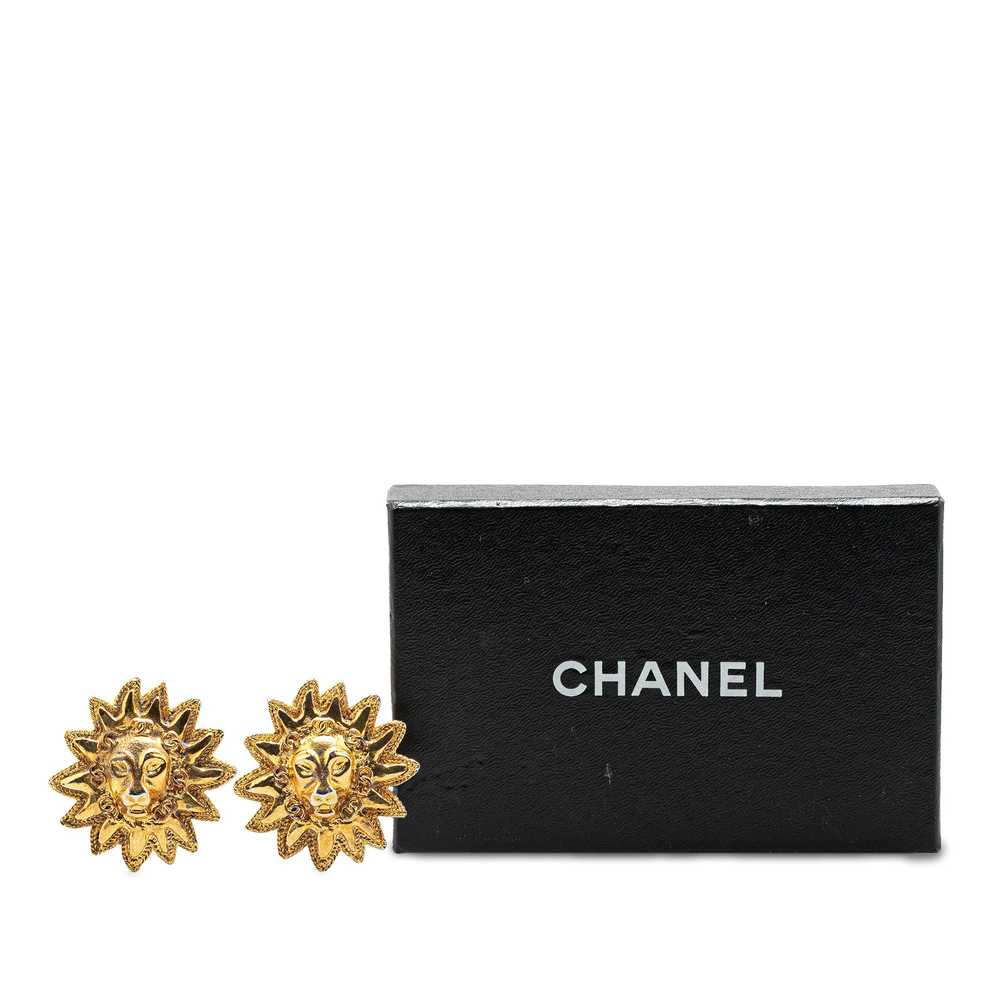 Gold Chanel Gold Plated Lion Motif Clip On Earrin… - image 5