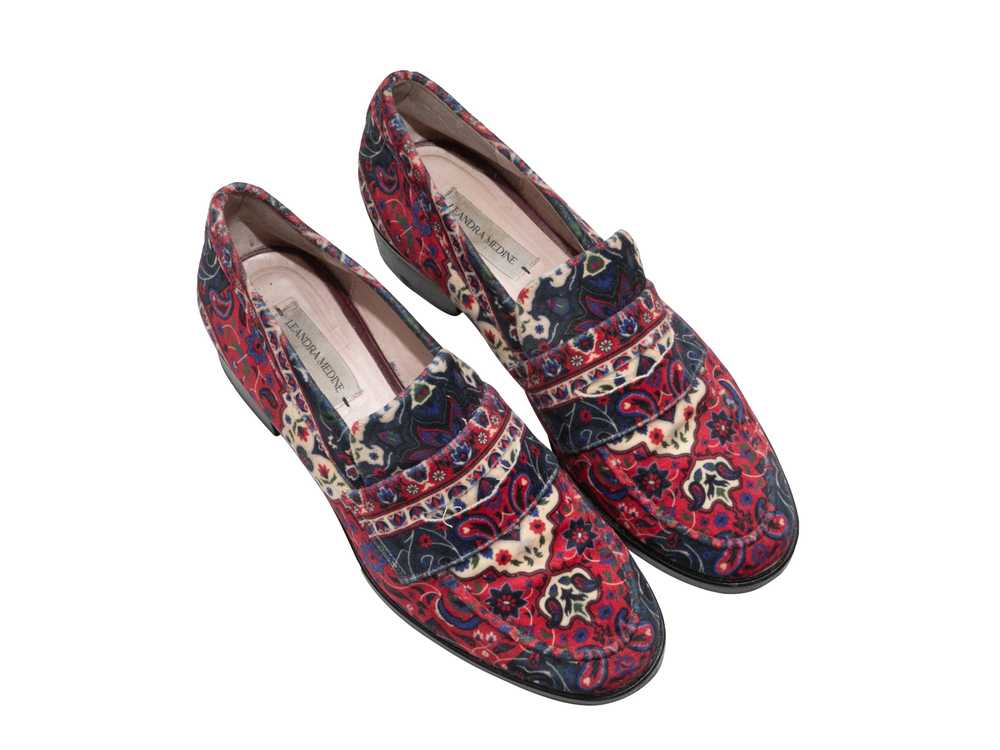 Red & Multicolor Leandra Medine Paisley Print Vel… - image 2