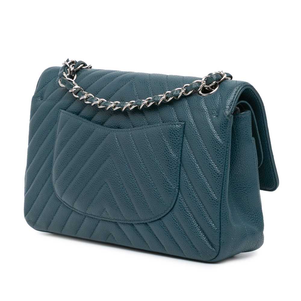 Blue Chanel Medium Classic Chevron Caviar Double … - image 2