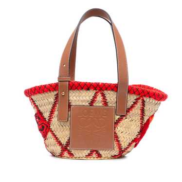 Brown LOEWE Small Raffia Animal Embroidered Basket