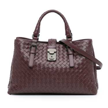 Red Bottega Veneta Small Intrecciato Roma Satchel