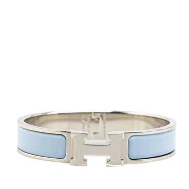 Blue Hermès Narrow Enamel Clic H Bracelet PM