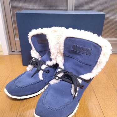 Cole Haan ◆ ZeroGrand Mouton Boa Boots Navy 23.5cm - image 1