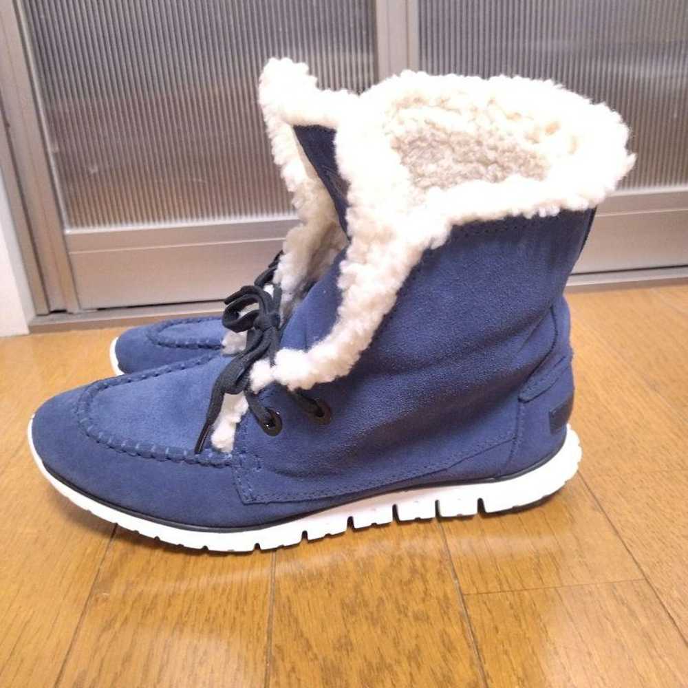 Cole Haan ◆ ZeroGrand Mouton Boa Boots Navy 23.5cm - image 3