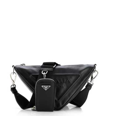 PRADA Triangle Logo Zip Crossbody Bag Leather Smal