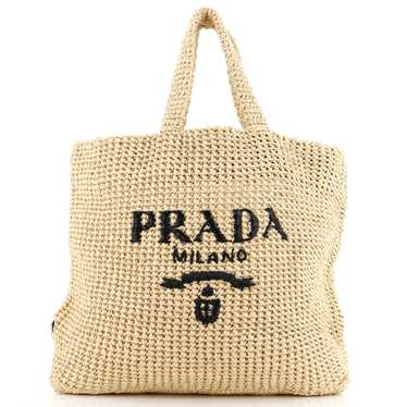 PRADA Logo Tote Raffia Large