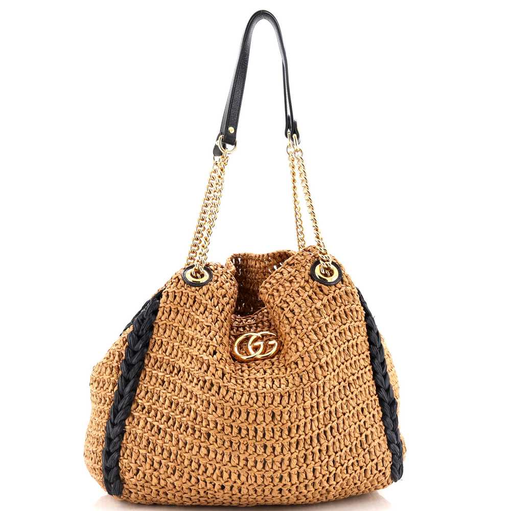 GUCCI GG Marmont Chain Tote Raffia Large - image 1