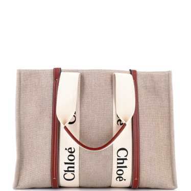 CHLOE Woody Tote Canvas with Leather Large