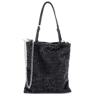 PRADA Convertible Open Tote Crystal Embellished Sa