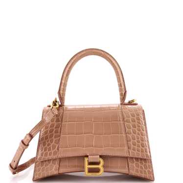 Balenciaga Hourglass Top Handle Bag Crocodile Embo