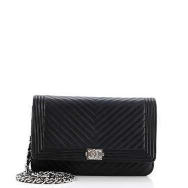 CHANEL Boy Wallet on Chain Chevron Lambskin