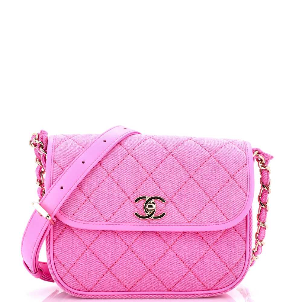 CHANEL Flap Messenger Bag Quilted Denim Small - image 1