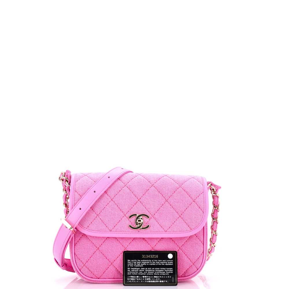 CHANEL Flap Messenger Bag Quilted Denim Small - image 2