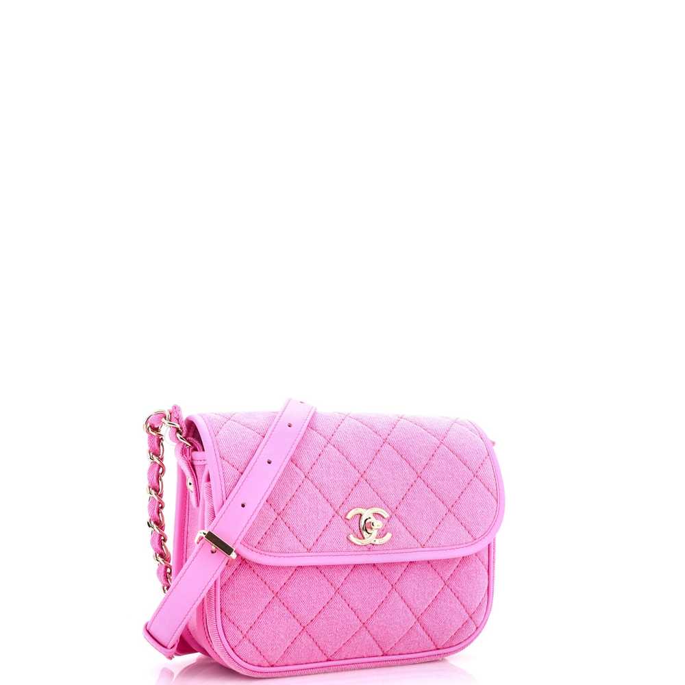 CHANEL Flap Messenger Bag Quilted Denim Small - image 3