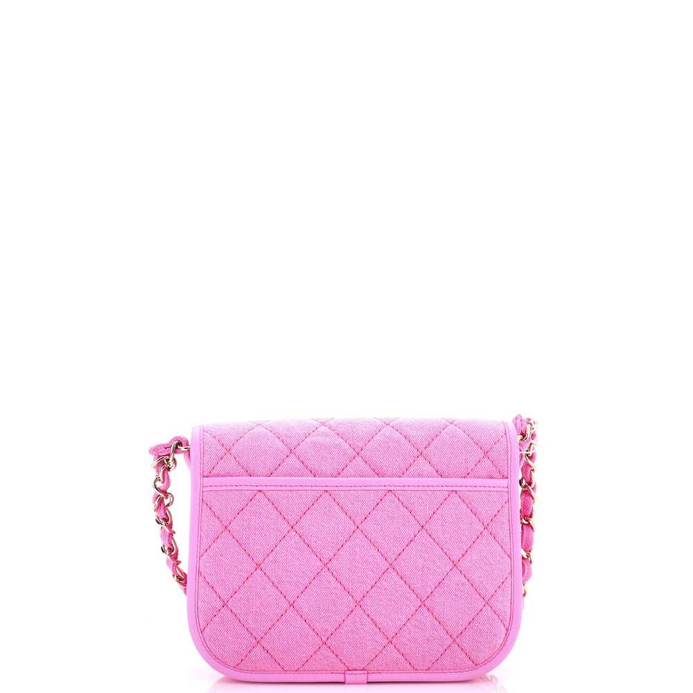 CHANEL Flap Messenger Bag Quilted Denim Small - image 4