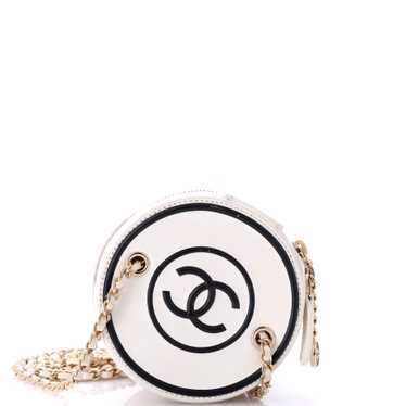 CHANEL CC Round Vanity Case with Chain Quilted La… - image 1