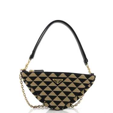 PRADA Double Symbole Triangle Bag Leather and Jacq