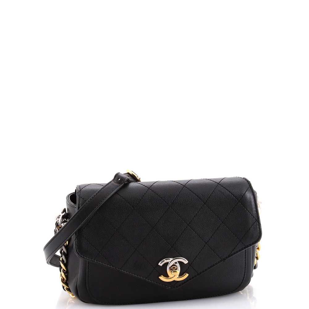 CHANEL Two Tone Envelope Flap Bag Quilted Calfski… - image 2