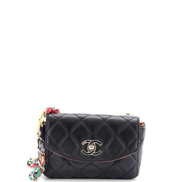 CHANEL RIbbon Chain Flap Bag Quilted Lambskin Mini