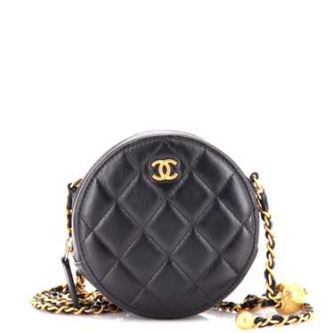 CHANEL Pearl Crush Round Clutch with Chain Quilted