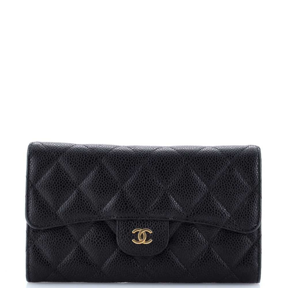 CHANEL Trifold Classic Flap Wallet Quilted Caviar… - image 1