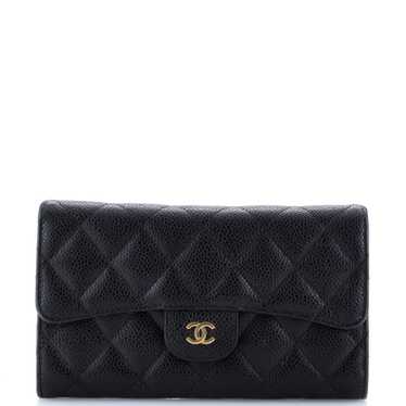 CHANEL Trifold Classic Flap Wallet Quilted Caviar… - image 1