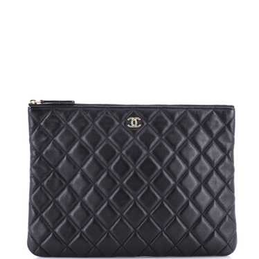 CHANEL O Case Clutch Quilted Lambskin Medium