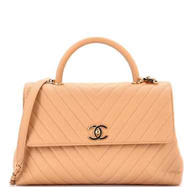 CHANEL Coco Top Handle Bag Chevron Caviar Medium