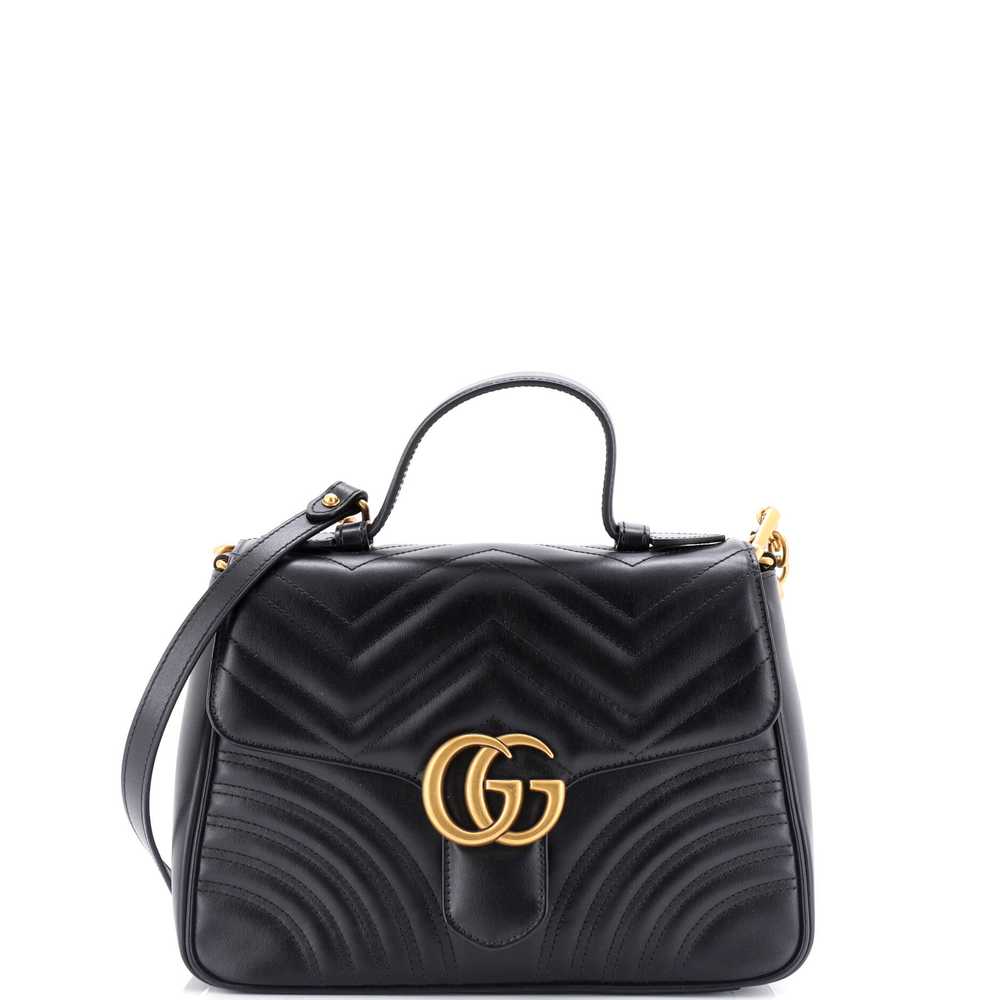 GUCCI GG Marmont Top Handle Flap Bag Matelasse Le… - image 1