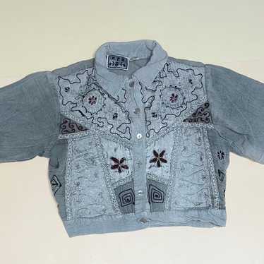 Vintage Button Down Crop Shirt - image 1