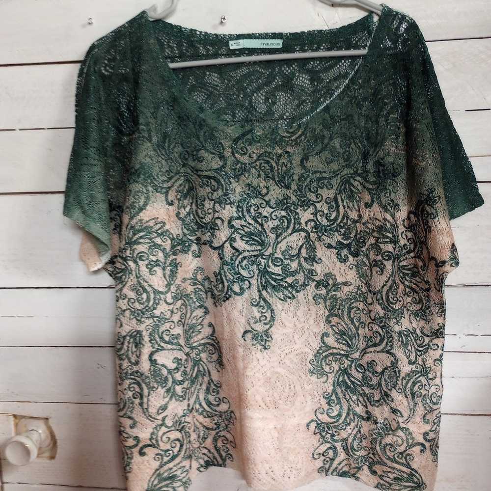 Maurices Size XL Green Lace Semi Sheer Lightweigh… - image 1