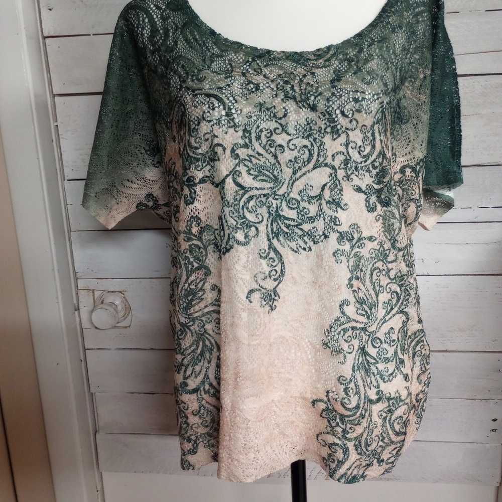 Maurices Size XL Green Lace Semi Sheer Lightweigh… - image 5