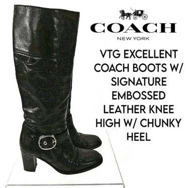 Sale COACH chunky heel boots w silver accents