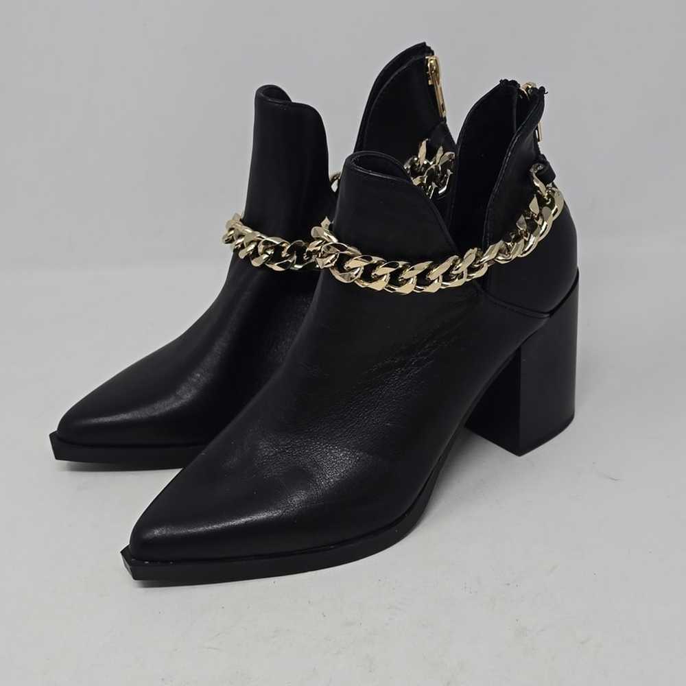 Steve Madden Cedar Ankle Chain Black Leather Ankl… - image 1