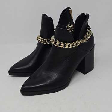 Steve Madden Cedar Ankle Chain Black Leather Ankle