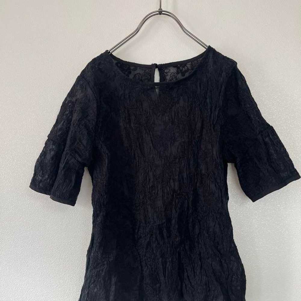 【No Inner】fifth / Embroidered Organza Blouse Black - image 3