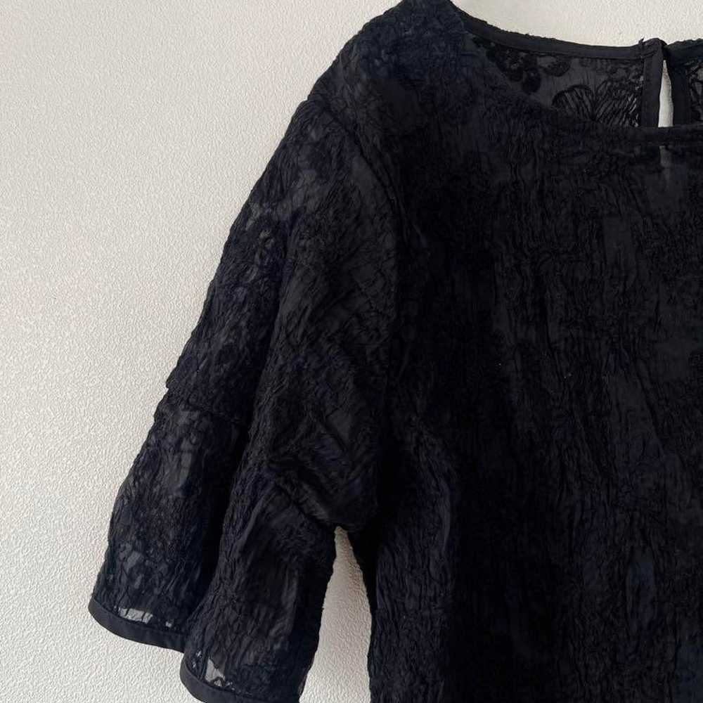 【No Inner】fifth / Embroidered Organza Blouse Black - image 4