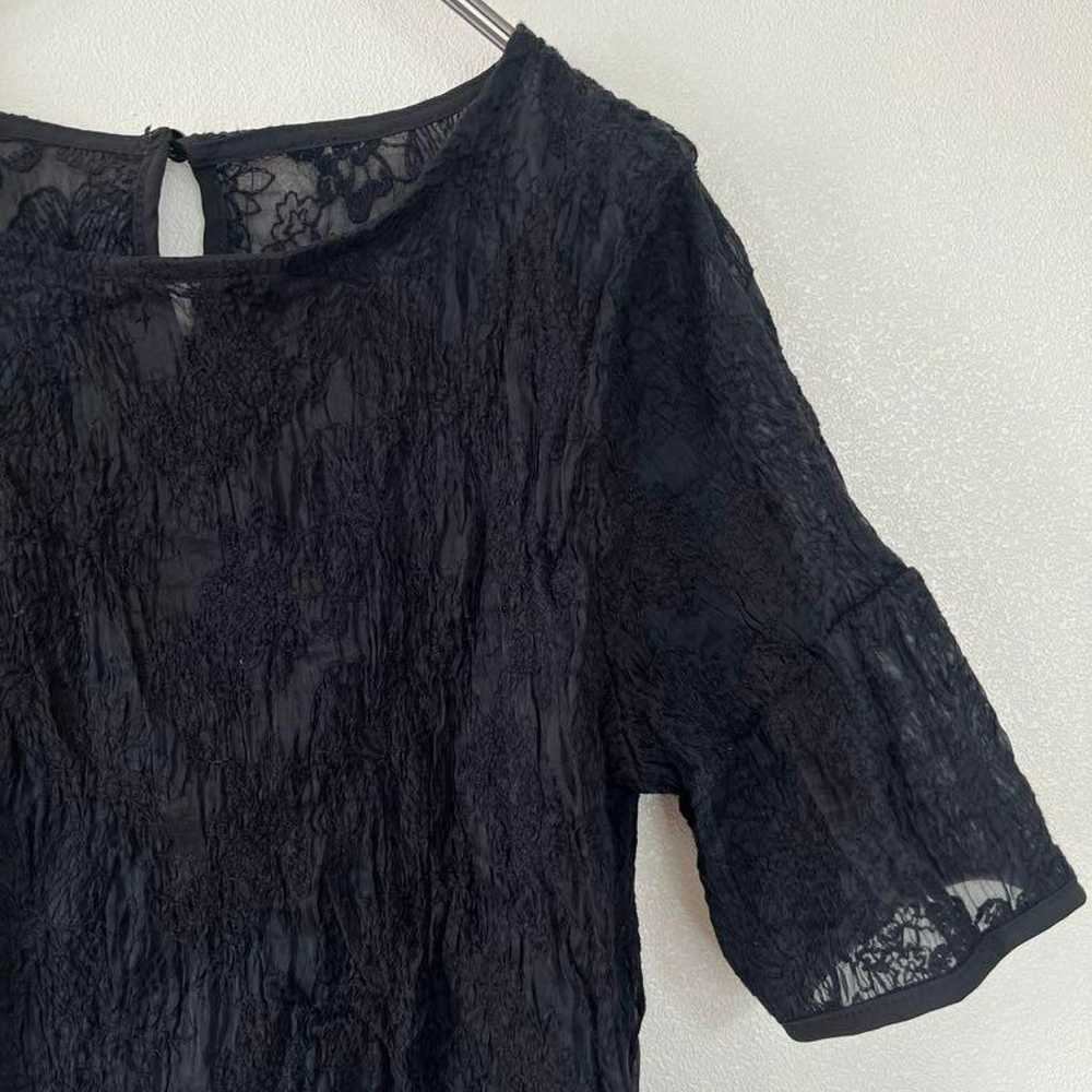 【No Inner】fifth / Embroidered Organza Blouse Black - image 5