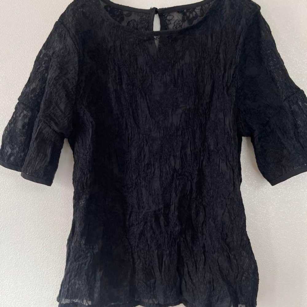 【No Inner】fifth / Embroidered Organza Blouse Black - image 6