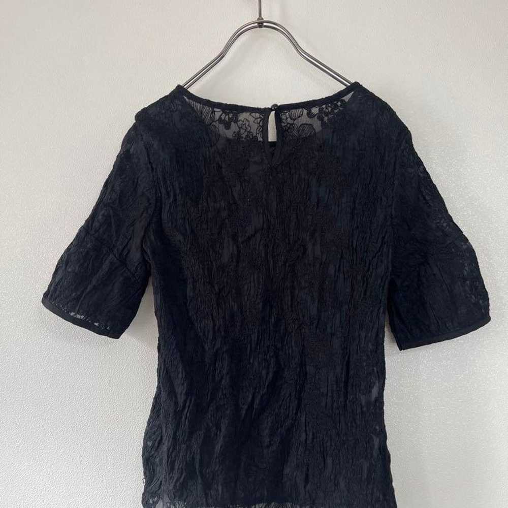 【No Inner】fifth / Embroidered Organza Blouse Black - image 7