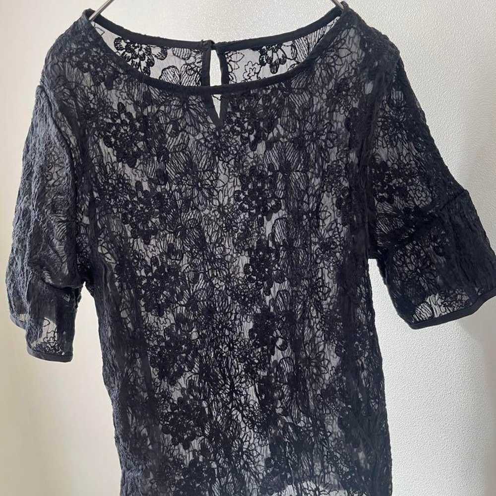 【No Inner】fifth / Embroidered Organza Blouse Black - image 9