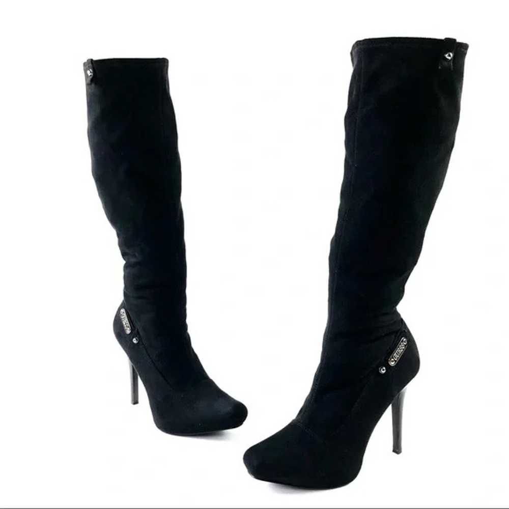 Guess Gorrell Knee High Black Suede High Heel Boo… - image 1