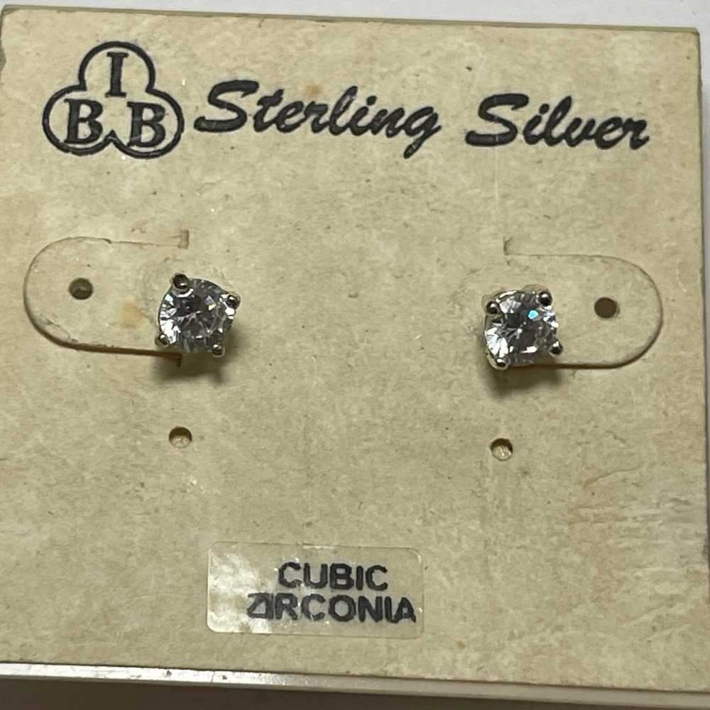 IBB Sterling Silver Cubic Zirconia Earrings - image 1