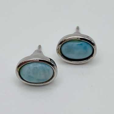 Sterling silver vintage natural Larimar post back… - image 1