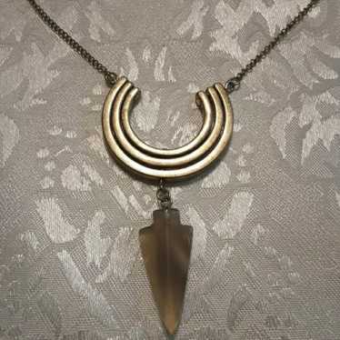 Smoky Quartz Arrowhead Crescent Design Pendant ne… - image 1