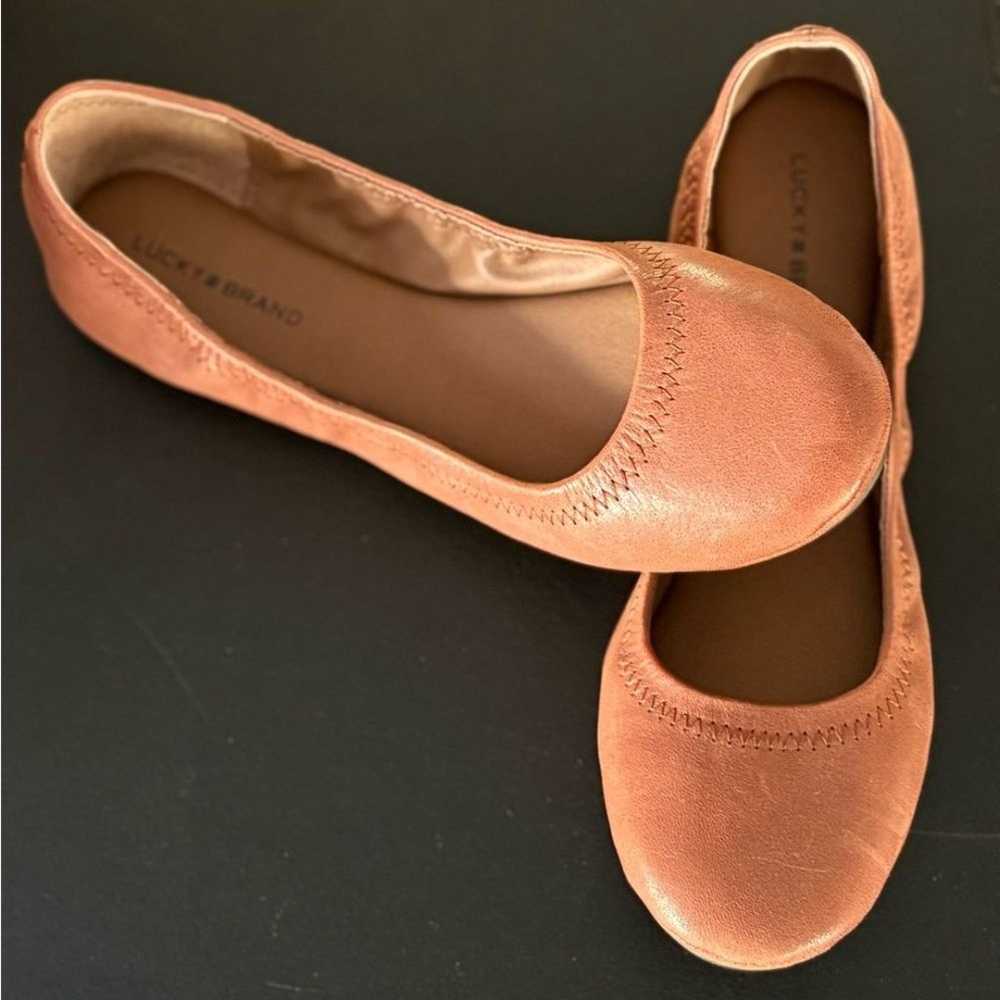 Lucky Brand Emmie Ballet Leather Flats Bourbon Br… - image 1