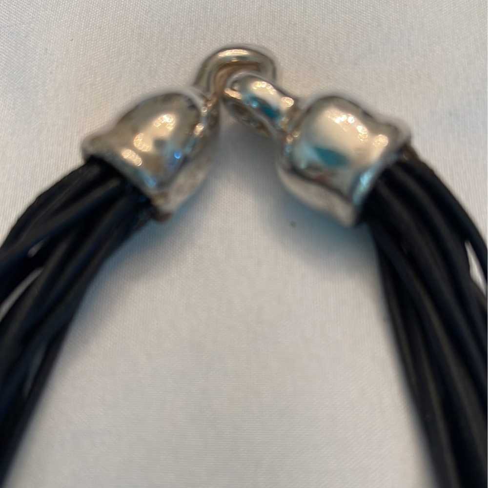 Sterling Silver and Black Leather Necklace - image 3