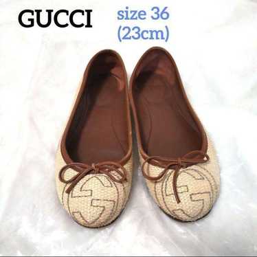 Gucci Interlocking Logo Flat Pumps Straw Raffia G… - image 1